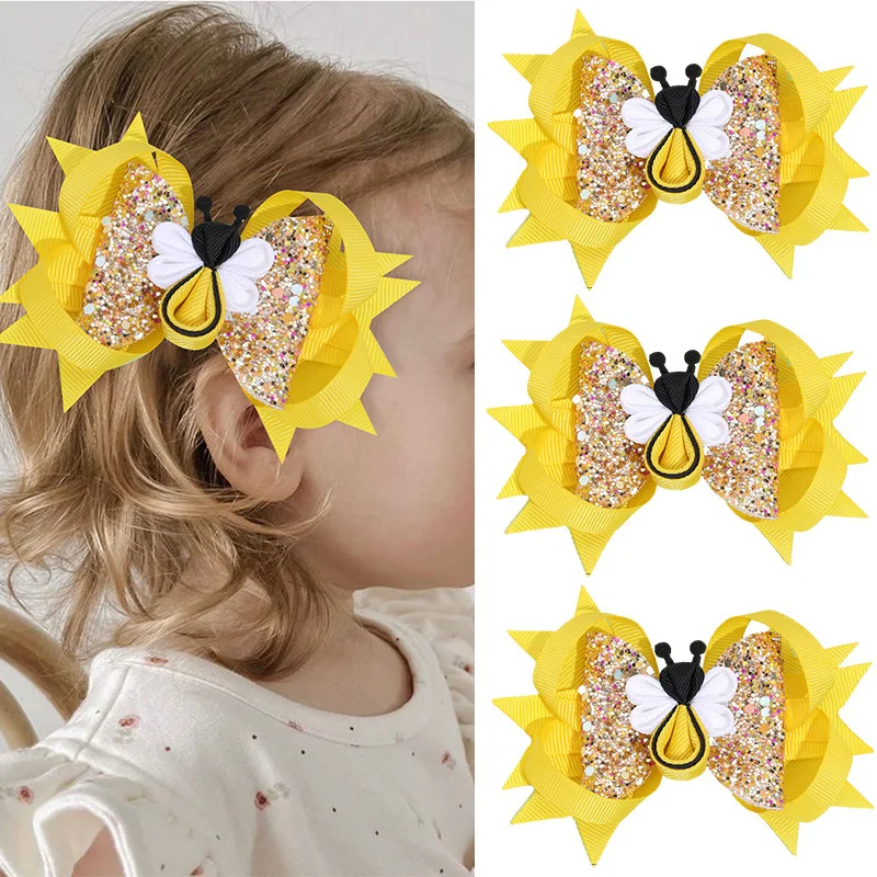 

Oaoleer Cartoon Bee Hairpin For Kids Girls Fashion Glitter Bowknote Hair Clip Barrettes Princess Headwear Korea Hair Accessories