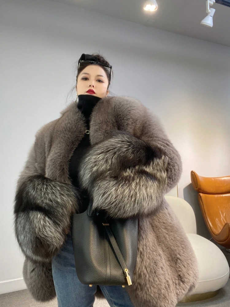 Fangtai 2023 New Winter Warm Luxury Natural Real Fox Fur Jacket For Women Fashion Outwear FemaleVest Coats Free shipping Warm