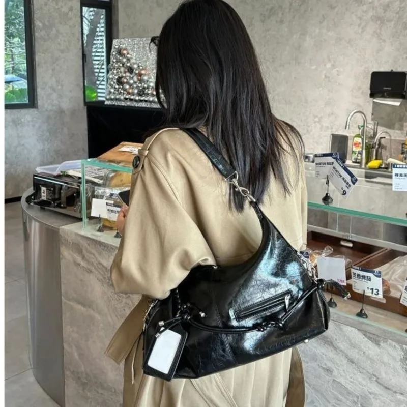 JIAERDI Korean Style Retro Woven Tote Bag Women Leather Textured Large Capacity Underarm Bag Ladies Fashion Commute Shoulder Bag