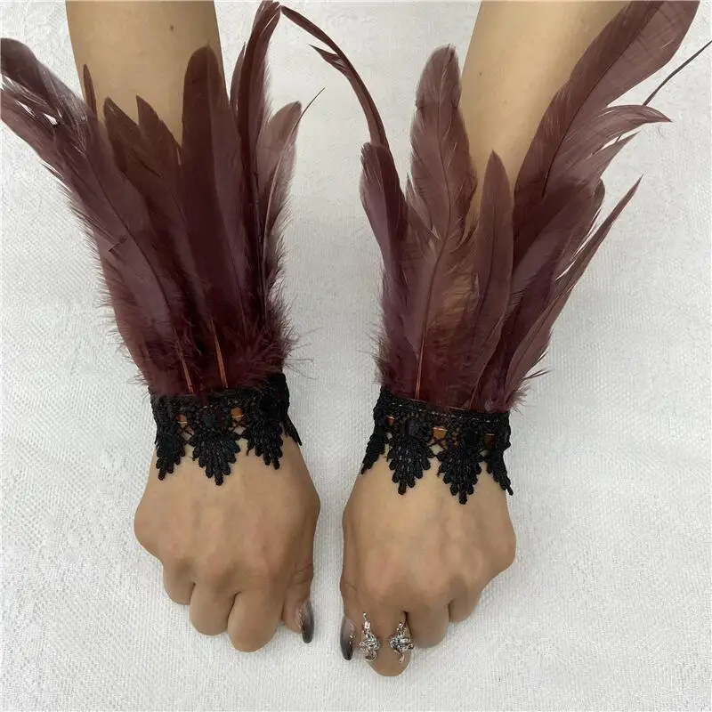 Schwarze Feder Handgelenksmanschetten Retro Vintage Punk Gothic Federmanschetten für Frauen Mann Halloween Party Goth Rave Kostüm Cosplay Prop – Detail 26