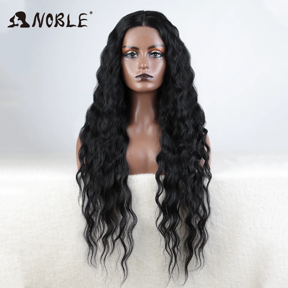 Noble Cosplay Synthetic Lace Wig 30-40 Inch Long Wavy Wig Ombre Blonde Wig Synthetic Hair Wig Wigs For Black Women Lace Wig shine ash brown long straight good quality synthetic wig ash blonde wig for woman 150% 30 none lace full machine made wig