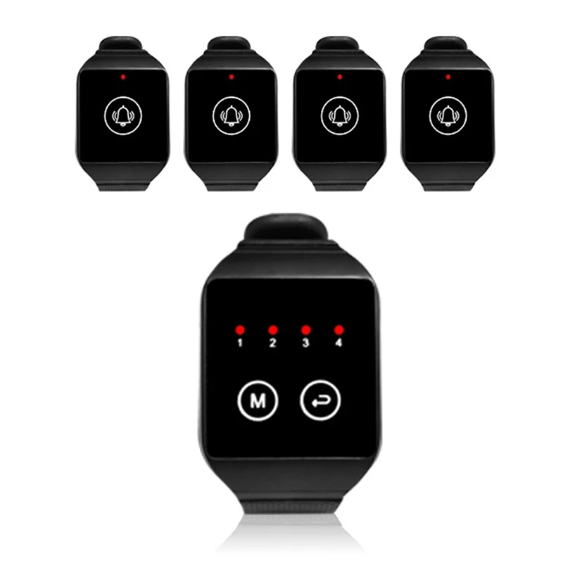 1 To 4 Wireless Watch Receiver Waiter Call Restaurant Pager For Home Dentist Clinic Office Conference Call