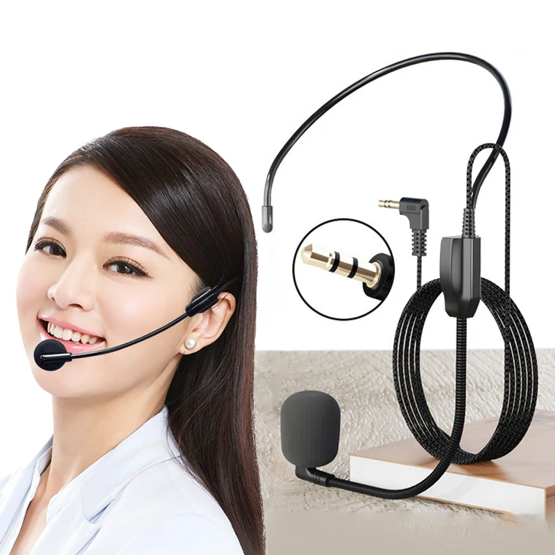 머리 착용 유선 마이크 헤드셋, 음성 증폭기 스피커, 리틀 비 확성기, 귀걸이, 교사 관광 가이드, 범용 3.5mm