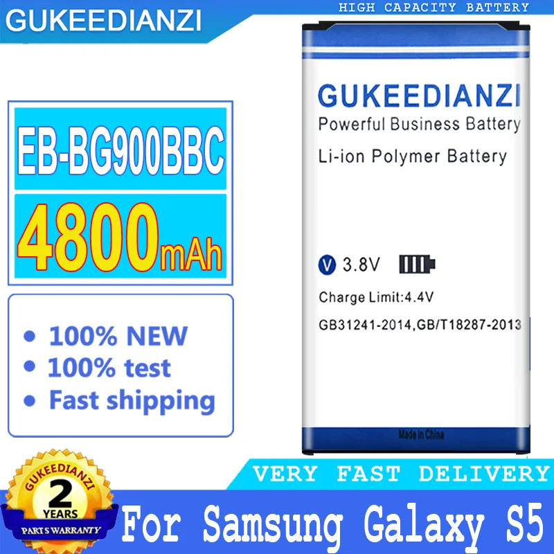 

GUKEEDIANZI Battery for Samsung Galaxy S5, G900, G900S, G900I, G900F, G900H, i9600, G870, G870A, EB, BG900BBC, Big Power,4800mAh