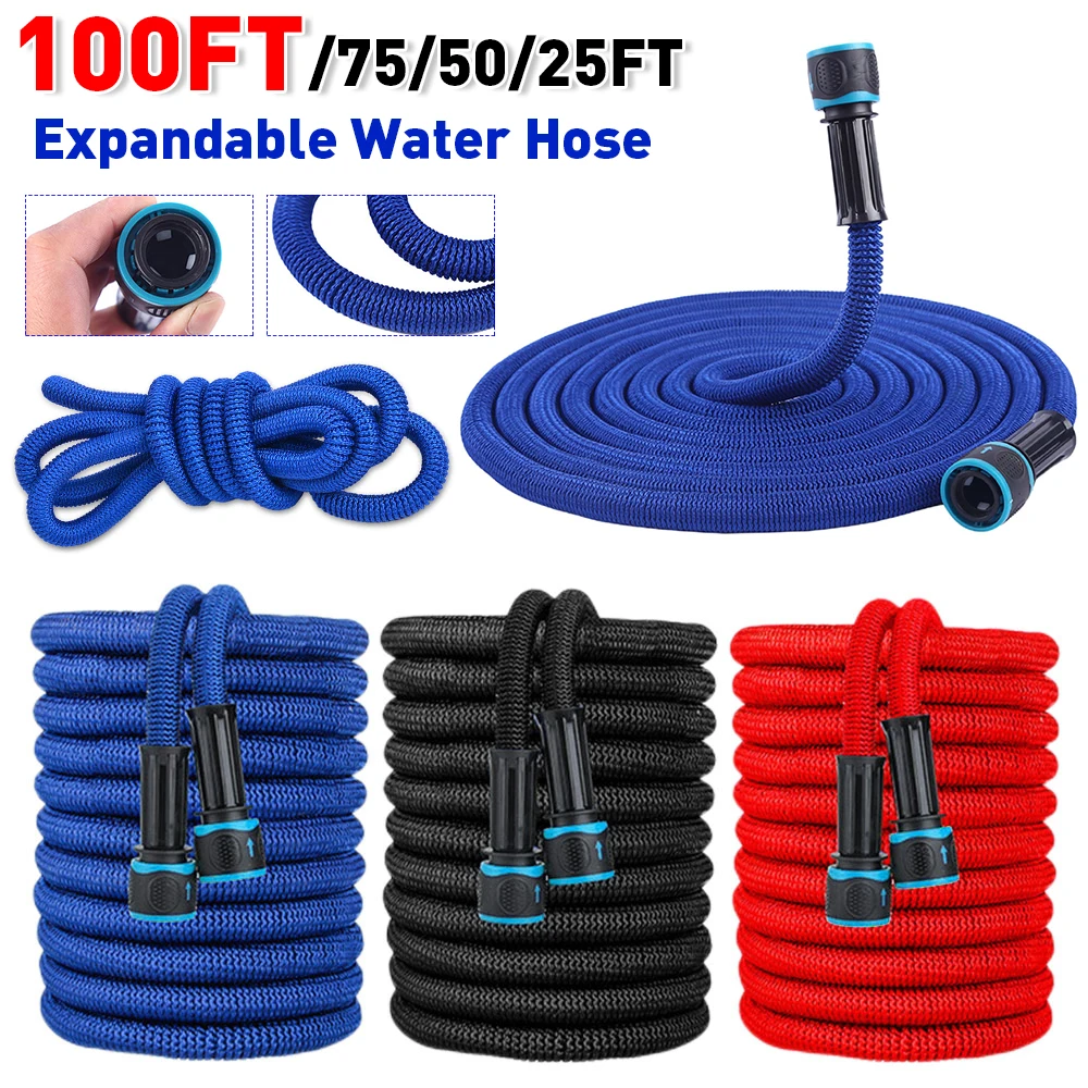 Expandable Flexible Water Hose 25FT-200FT Car Wash Hose Water Gun Garden Sprayer Gardening Watering Irrigation Tools