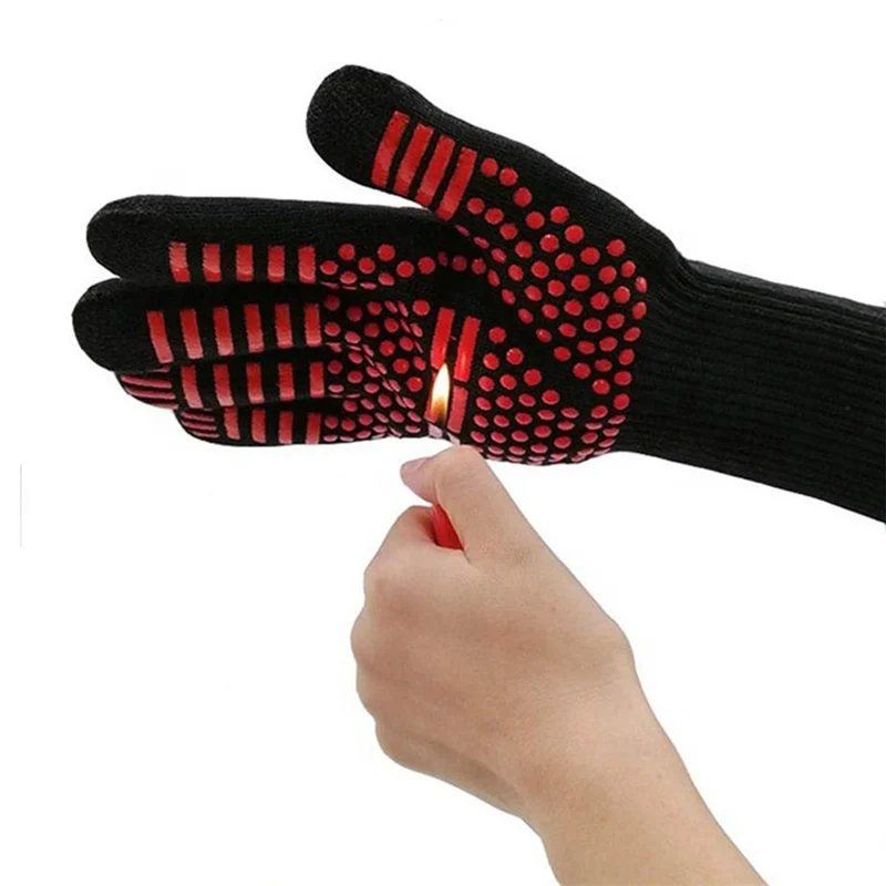 1 pcs Anti-scald Gloves Heat Glove Resistant BBQ Oven Gloves Kitchen Fireproof Barbecue Anti-slip For Cooking