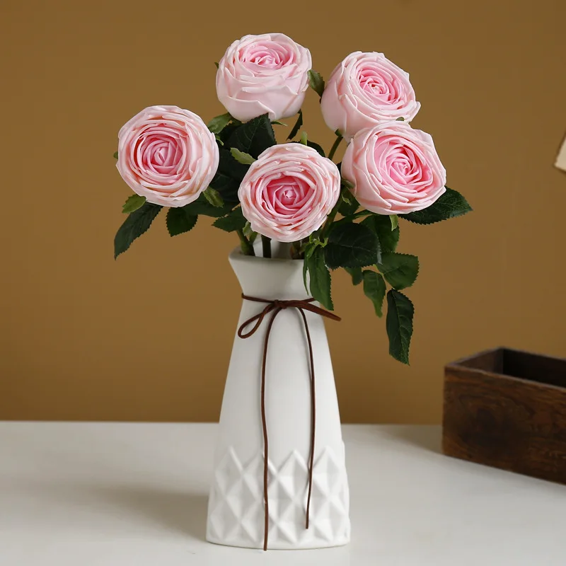 

4 шт. Увлажняющие розы Искусственные цветы Real Touch Латексный декор Свадебный букет для вечеринок Домашний декор Роза с цветочным принтом оптом