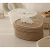 1pc Hand-Woven Fabric Tissue Box Holder-Stylish, Lightweight,Washable,Multifunctional Storage for Face Towels,Napkins on Home 1