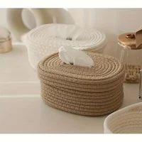 1pc Hand-Woven Fabric Tissue Box Holder-Stylish, Lightweight,Washable,Multifunctional Storage for Face Towels,Napkins on Home 1