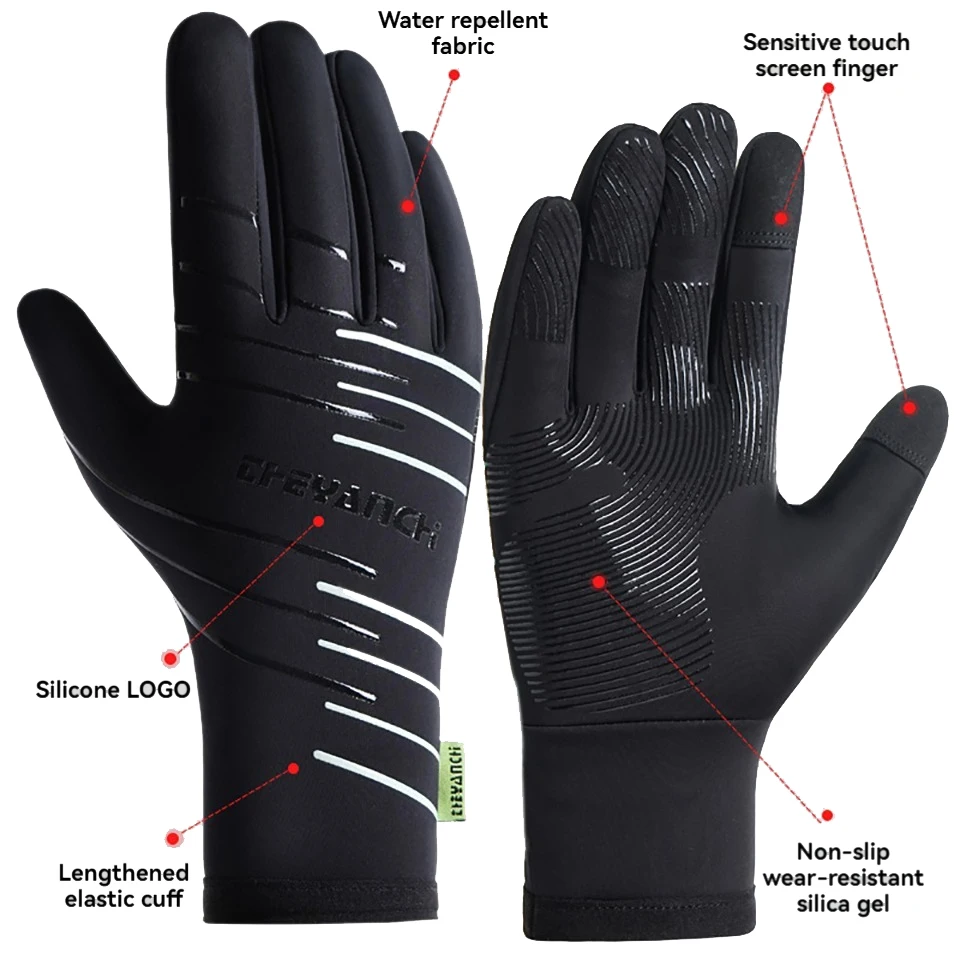 GTUBIKE Winter Warm Cycling Gloves Water Windproof Touchscreen Anti-slip Bicycle Motorbike Gloves Men Hiking Mountaineering