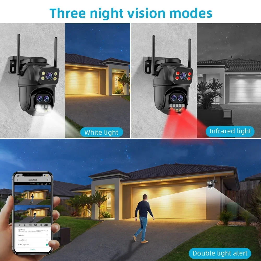 6K 12MP ICSEE Wifi Security Camera 3 Lens Dual Screen 8X Zoom Outdoor Waterproof Auto Tracking Human Detect Surveillance Camera 5