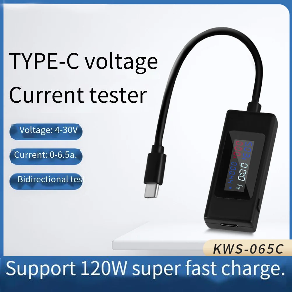 【original】 DC Type-C Tester 4-30V Voltage Test Meter 6.5A Current ...