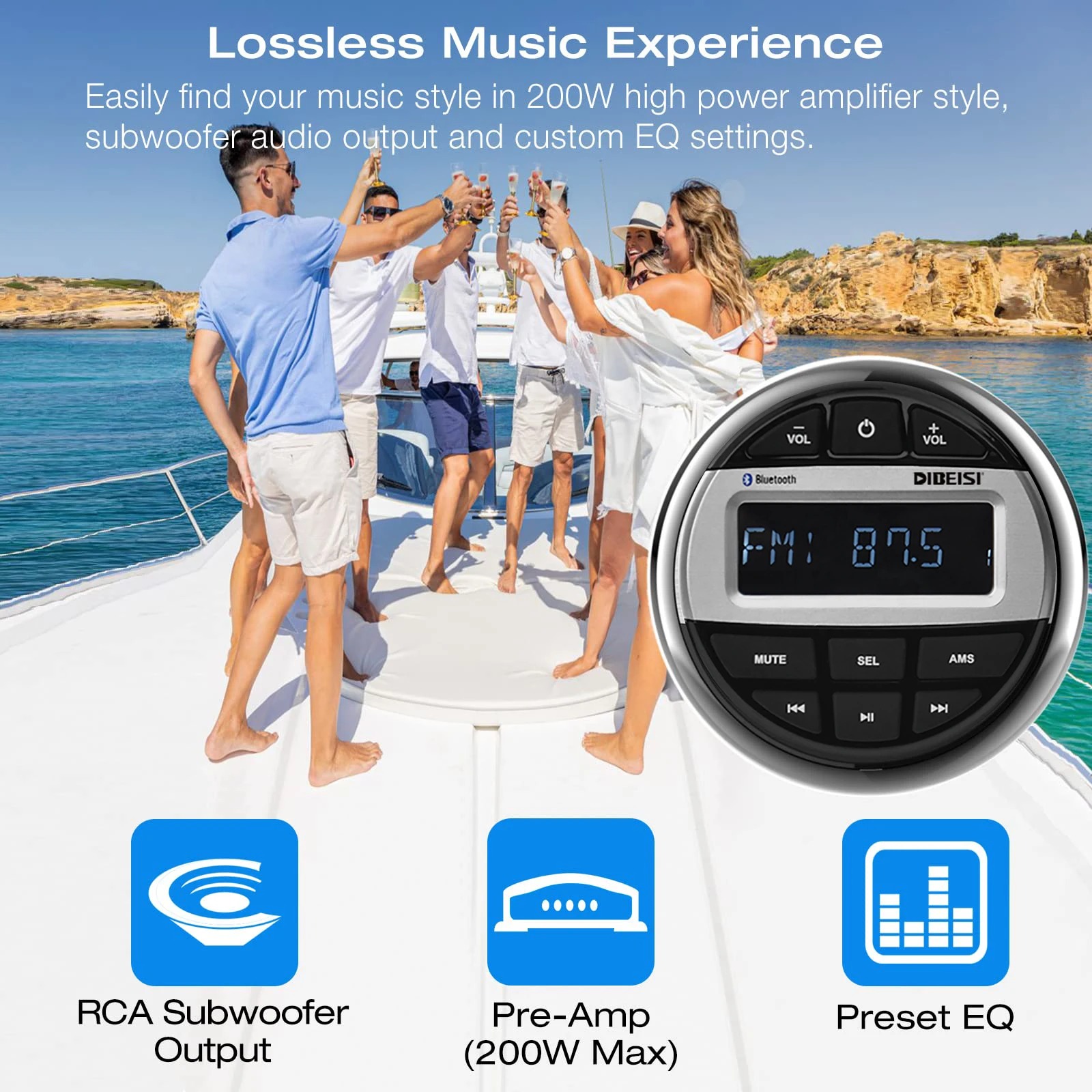 Waterproof Marine Stereo Bluetooth Radio Motorcycle Audio Boat Car MP3 Player Auto Sound System FM AM Receiver for SPA UTV ATV boat radio player marine multimedia player