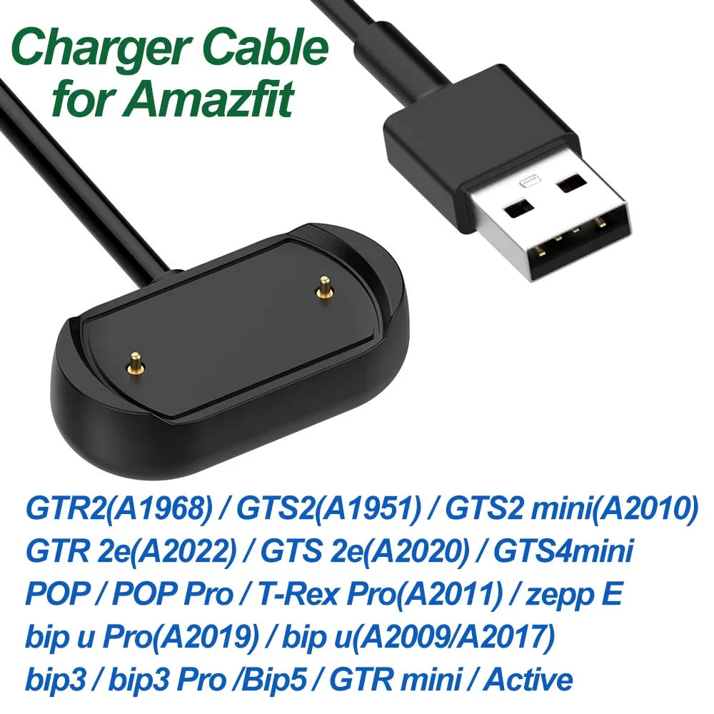 Caricabatterie Per Amazfit GTR 2, GTS 2, Bip U, T-Rex Pro, Pop, Zepp E, Cavo USB 100cm, Base Di Ricarica Con Protezione Da Sovraccarico