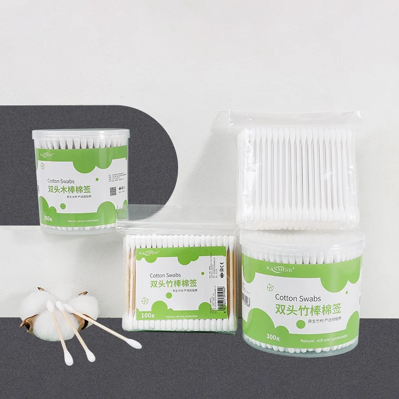 100pcs Double Head Cotton Swab Women Makeup Cotton Chlorine-Free Hypoallergenic Makeup Remover Disposable Swab