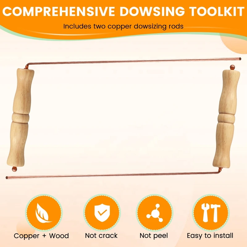Copper Dowsing Rods Kit For Divination Tool - Natural Wooden Handles Divining Rods 5