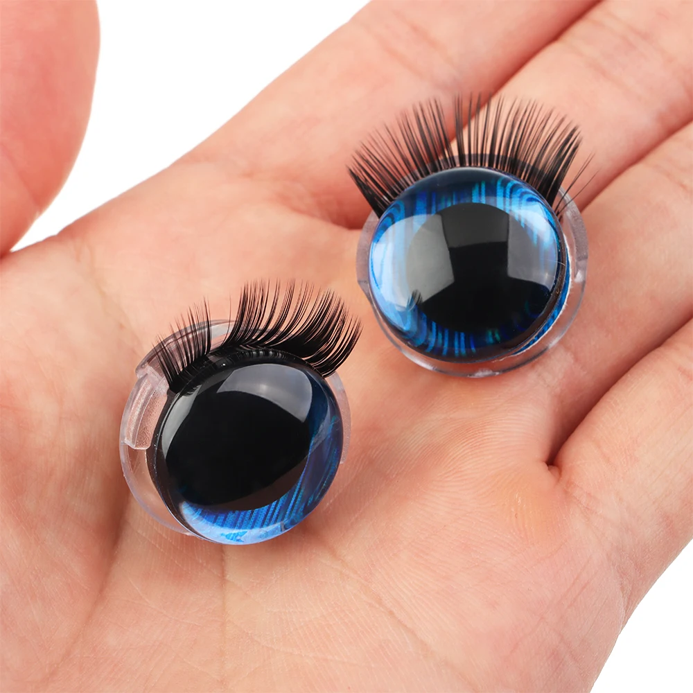 1Pair 20mm Super 3D Toy Eyes Glitter Craft Eyes with Eyelash Pad DIY