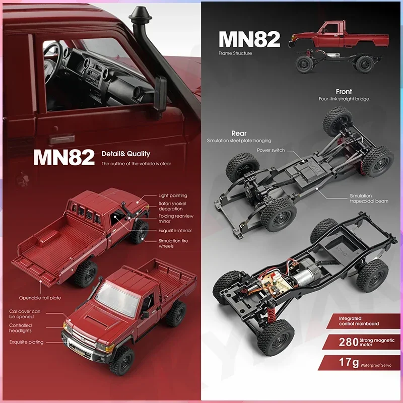 1:12 Rc Car Mn Model Mn82 Retro Full-scale Simulation Lc79 RTR 2.4g 4WD 280 Motor Remote Control Pickup RC Truck Model Car Toys 4