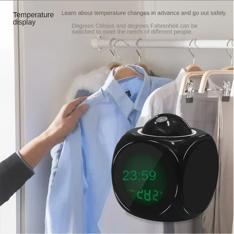 Digital Alarm Clock LCD Creative Projector Weather Temperature Desk Time Date Display Projection USB Charger Home Clock Timer 5