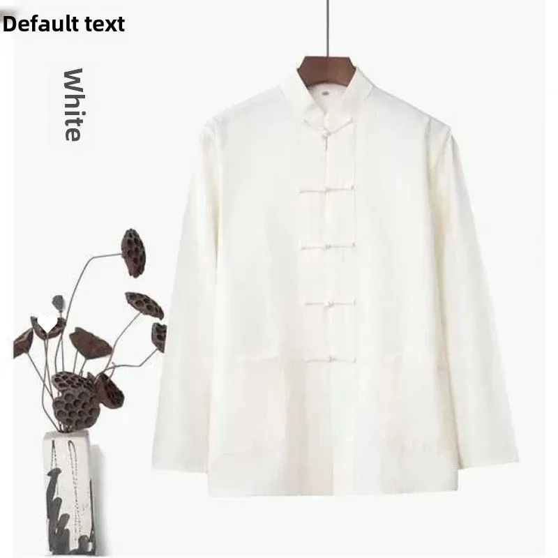 Hanfu Top Long Sleeve Cotton Traditional Chinese Men's Clothing Middle-Aged And Elderly Men's Wardrobe Ancient Style