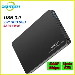 RSHTECH Portable HDD/SSD Enclosure Hard Disk Enclosure with UASP Protocol USB 3.0 2.5 Inch SATA Hard Drive Enclosure