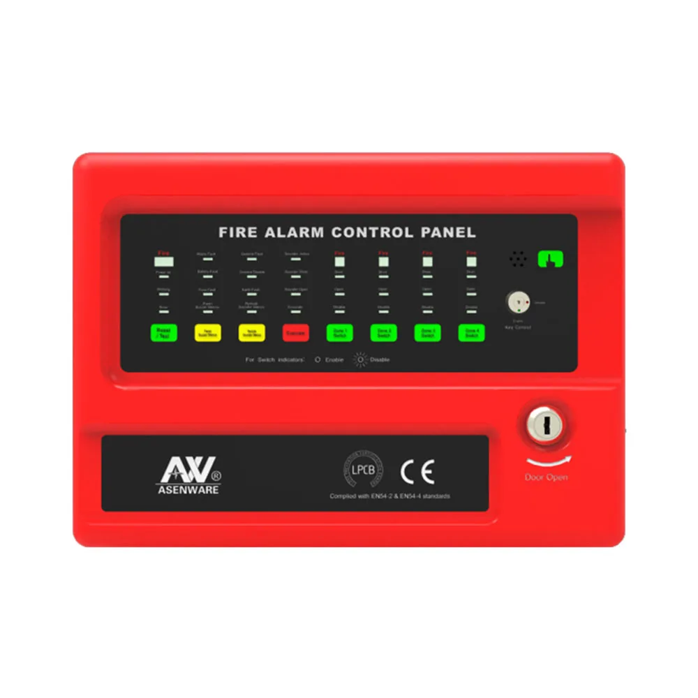 Asenware 4 Zones 2166 Series Conventional Wired LCD Fire Alarm control panel System smoke detector siren mcp complete fire alarm system manufacturer