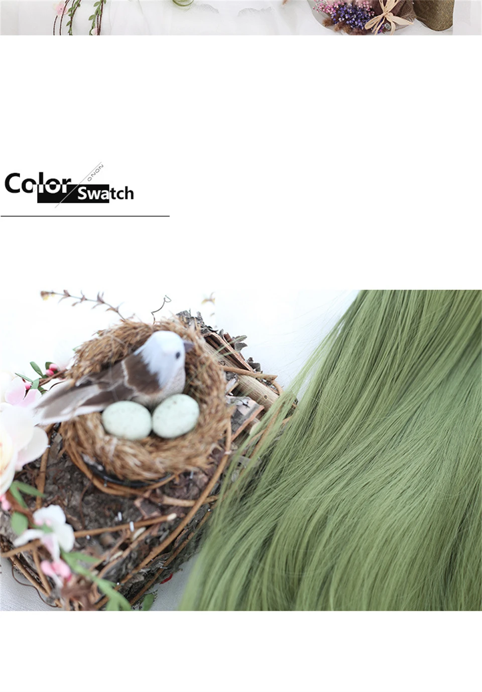 ombre, verde, fibra resistente ao calor, cosplay