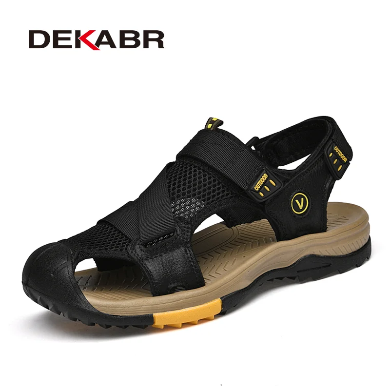 DEKABR Men Sandals 2023 Summer New Mesh And Leather Style Fashion Quick