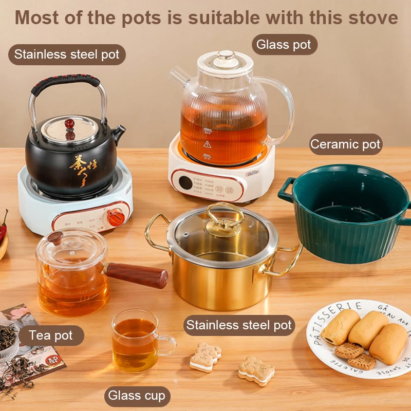 Multifunctional Electric Pottery Stove Mini 600W Intelligent Tea Brewer Water Boiler Coffee Moka Heating Furnace Stew Cooker EU