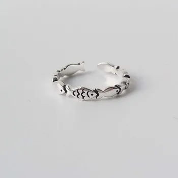 Vintage Silver Color Fish Couple Rings for Women Lover Fashion Creative Adjustable Opening Finger Ring Jewelry Valentines Day 1