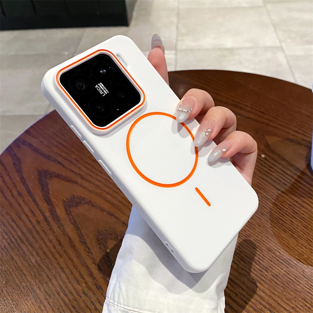 Luxury Matte Magnetic Phone Case with Wireless Charging and Shockproof Camera Bumper Cover