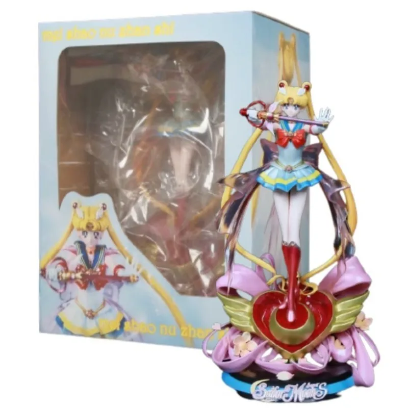 

35cm Sailor Moon Figure Tsukino Usagi Anime Figurine Statue Pvc Cartoon Model Doll Collection Decoration Ornament Toys Kids Gift