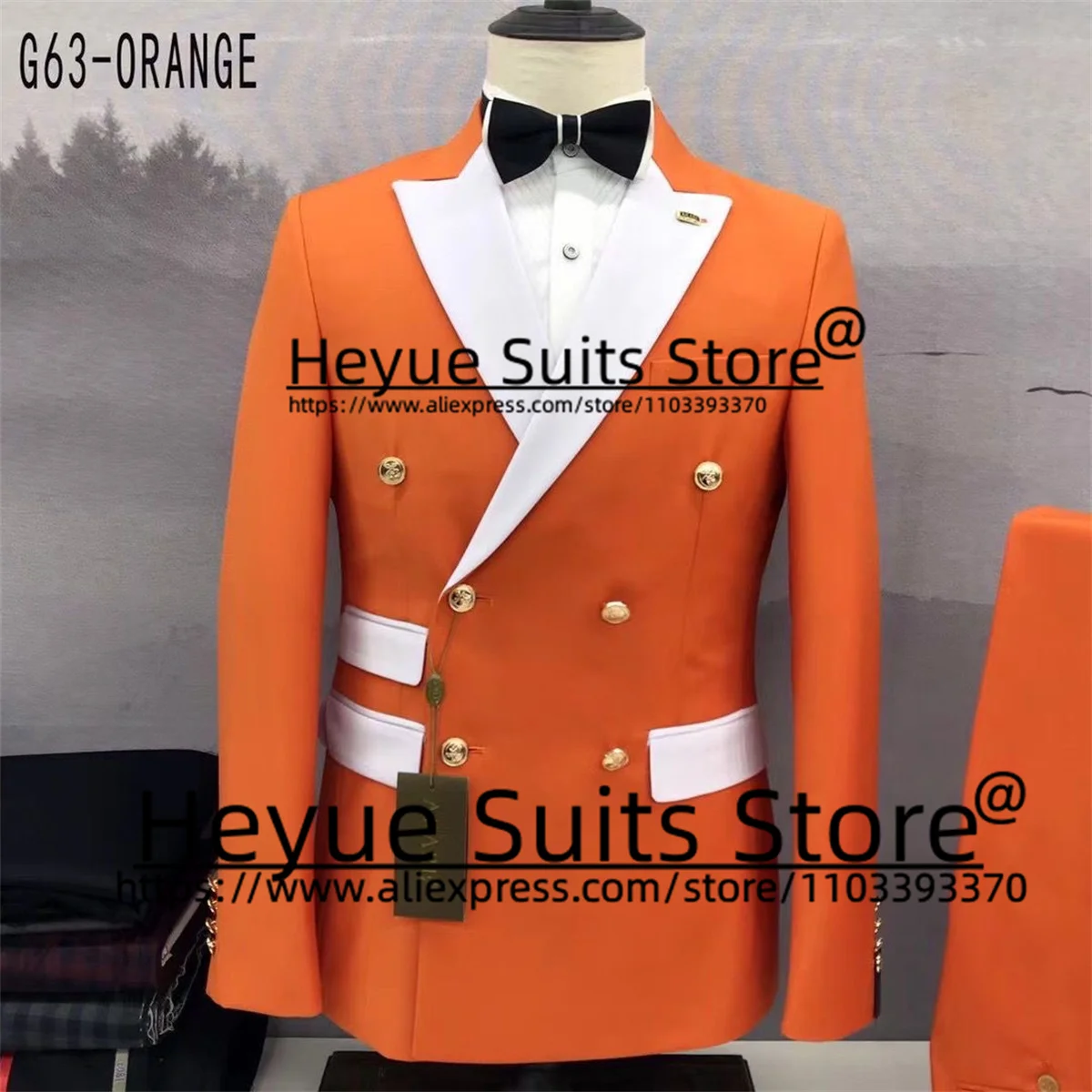 Custom Double-breasted Blue Elegant Men Suits Slim Fit White Peak Lapel Groom Tuxedos 2Pcs Sets Formal Male Blazer Costume Homme