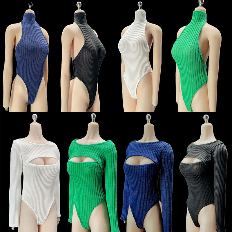 

CJG-041 CJG-045 1/6 Scale Women Soldier Sexy Open Bust Bodysuit Stripe Knitted Jumpsuit Clothes Model Fit 12" Action Figure Body