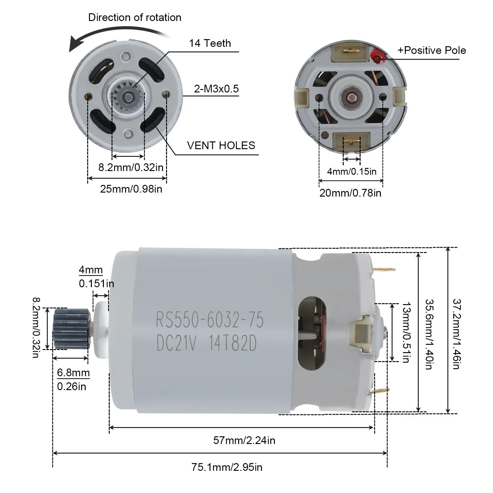 elétrica, RS550 DC Motors, 14 Dentes, 21V,