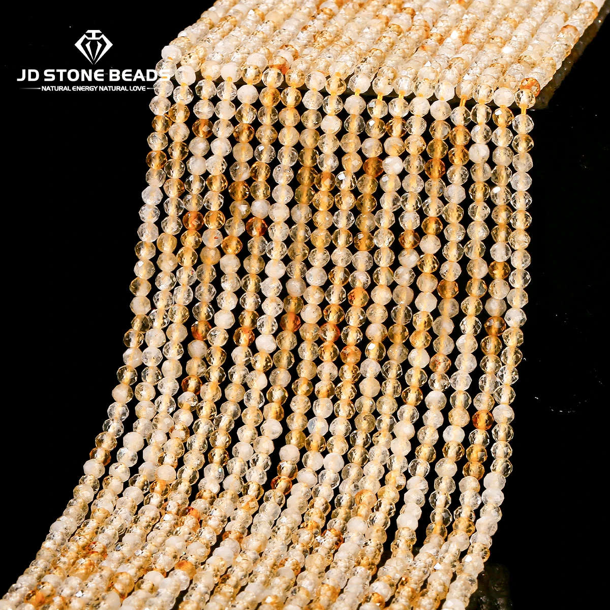 2, 3, 4 mm facettierte natürliche Citrinperle, rund, lose Abstandshalter, kleine Edelsteinperle für Schmuckherstellung, DIY-Halskette, Armband, Zubehör