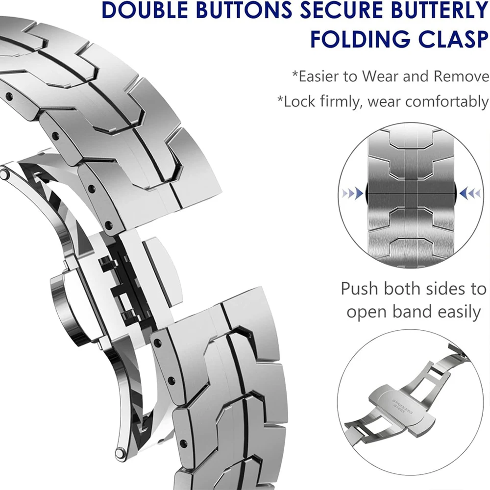 Premium Stainless Steel Armor Metal Band - Elegant Bracelet Strap