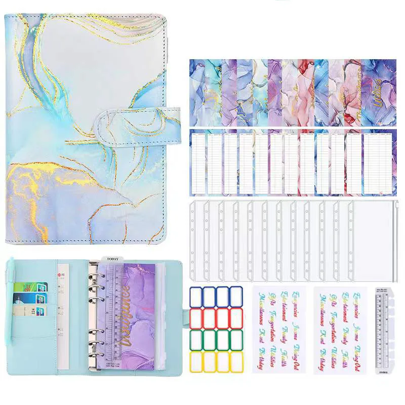 Budget Binder with 12 Pcs Zipper Cash Envelopes 12 Pcs Budget Sheets Label Stickers Money Organizer money budget binder