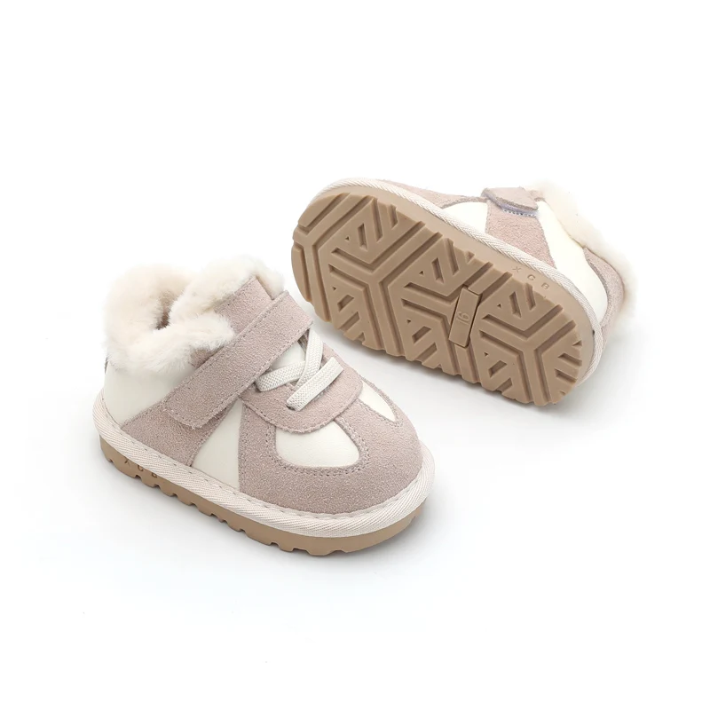 New Winter Baby Snow Boots Unisex Leather Boys Shoes Warm Plush Girls Sneakers Outdoor Fashion Toddler Kids Shoes