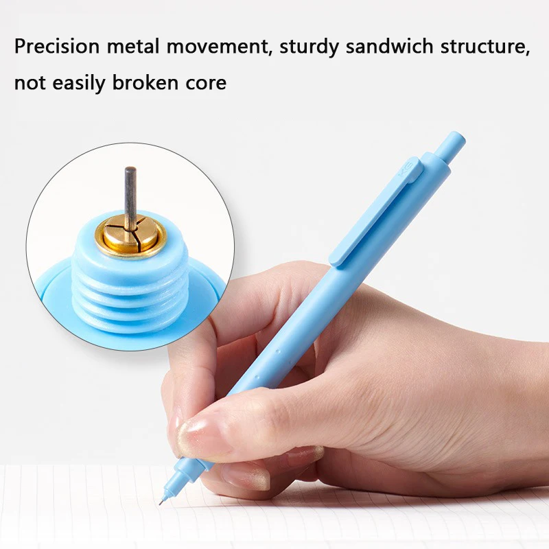 KACO Mechanical Pencil 0.5mm Resin Lead Set Anti-Breakage Steady Writing Morandi Non-Slip GripTail Eraser Simple School Supplies 2