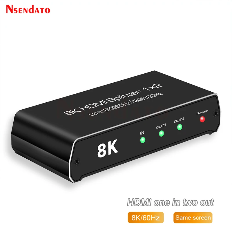 8K 60Hz Hdr Splitter Hdmi 4K 120Hz Hdr 1X2 Hdmi Switch 1 In 2 Out Hdr Hdmi 2.1 Splitter Switch Switcher Adapter Per Ps5/4 Hdtv