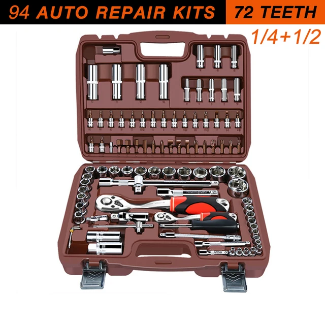 Socket Set Universal Car Repair Tool Ratchet Set Torque Wrench Combination Bit A Set Of Keys Multifunction DIY toos 94pcs