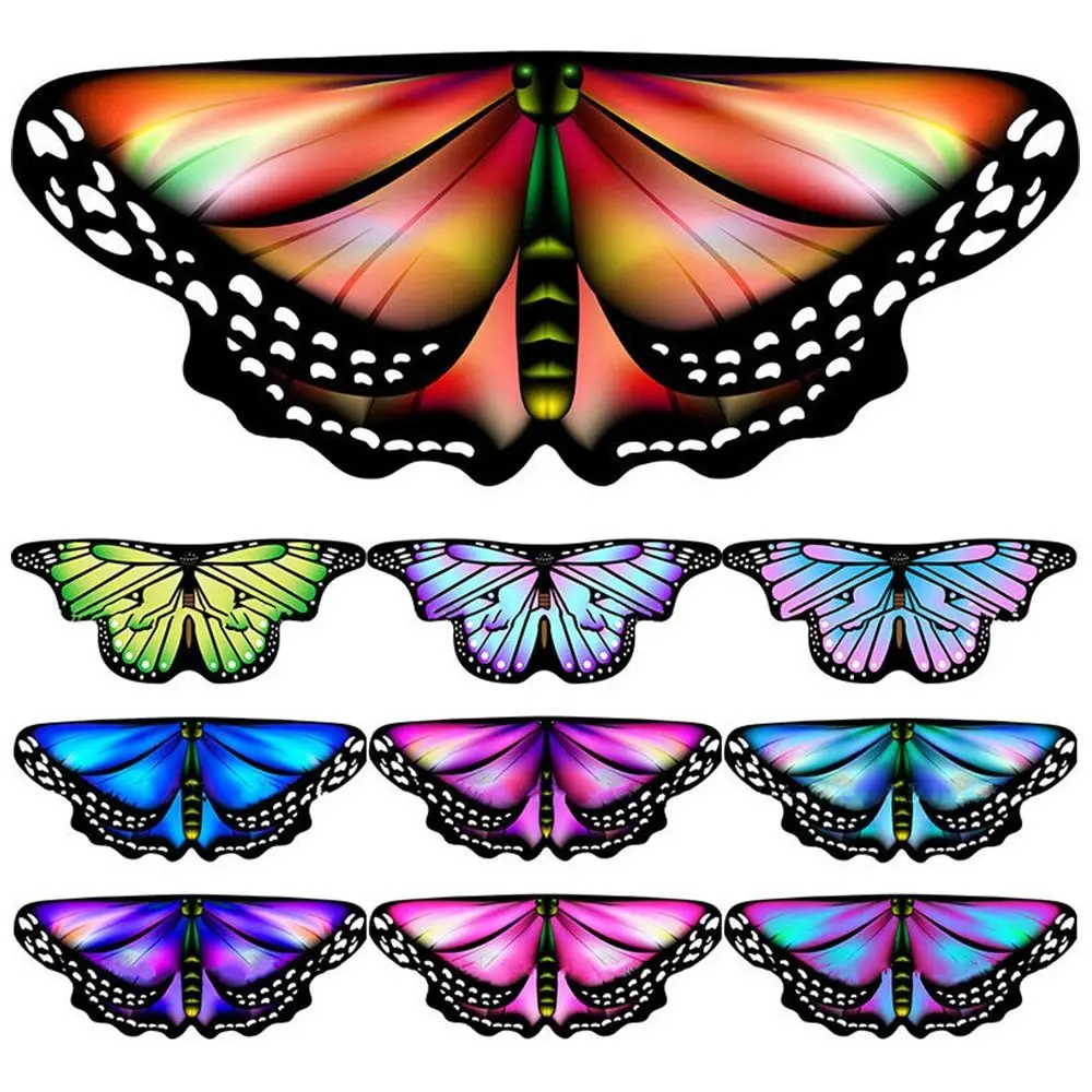 Colorful Costume Dress Gilding Performance Props Asymmetrical Butterfly Wings Cape Shoulder Straps Butterfly Wings Fairy Wing