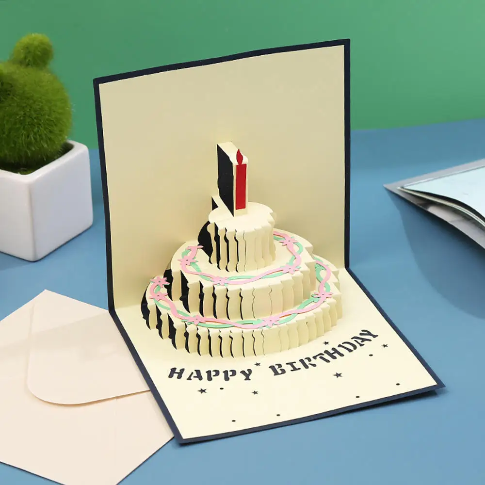 3D Pop Up Happy Birthday Greeting Invitation Cards Girl Kids Gift Card Thank You Card Vehicle Miniatures Postcard Party Supplies greeting cards