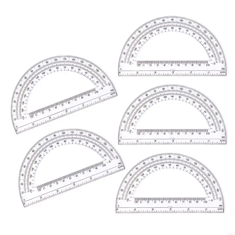 12PB 5PCS 180 Degrees Protractor 6Inch Clear Protractors Math Drafting Protractor Measurement Tool for Student Drawing