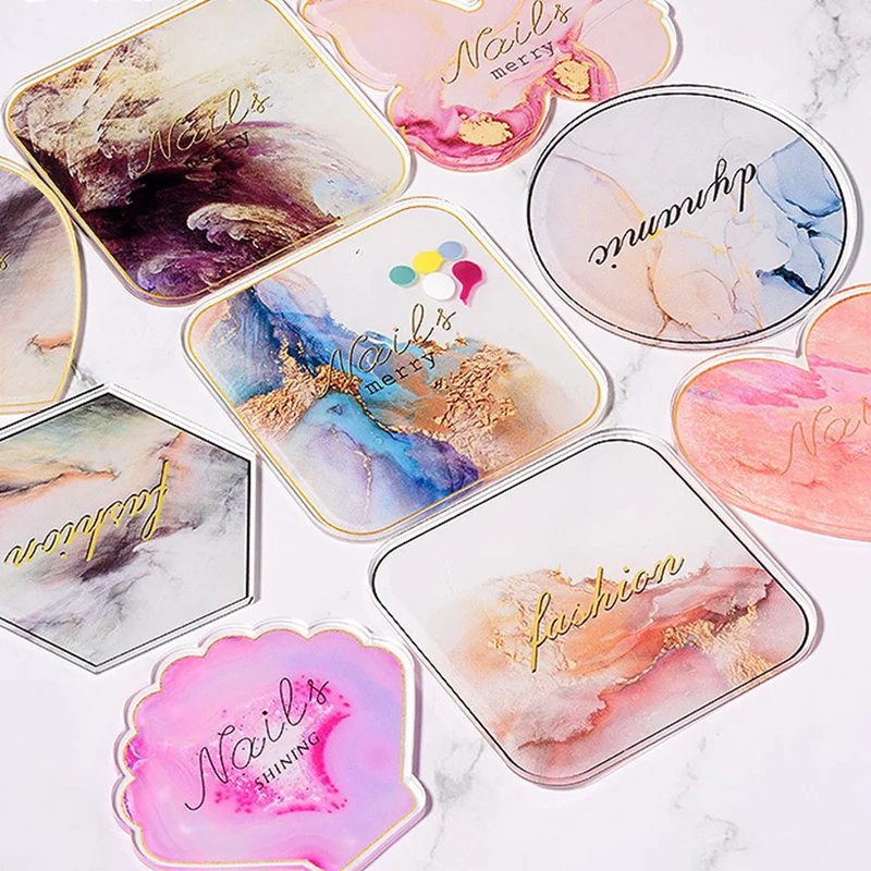 Description Picture 2 of item1 Pc Resin Stone Nail Art Acrylic Palette Display Board Nail Painting Color Mixing Palette Display Shelf Nails Art Tools