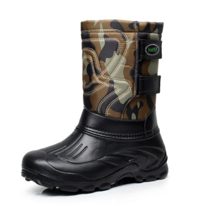 Men's winter and autumn waterproof and cold resistant fishing shoes, anti slip and detachable plush hiking and snow boots40-46