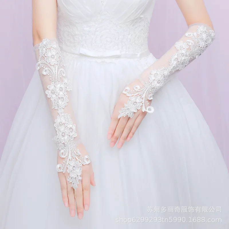Bride Wedding Dress Lace Gloves Open Finger