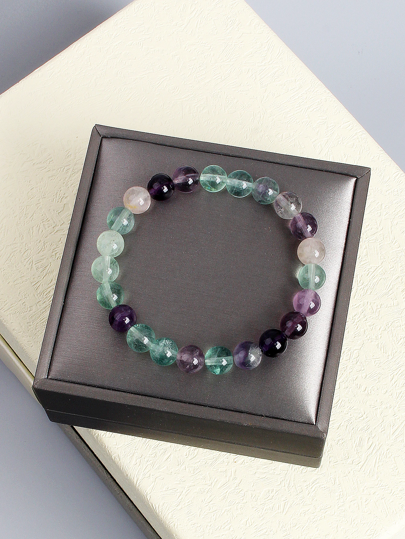 Natural Fluorite Bead Bracelet Crystal Healing Chakra Jewellery_voghion.com