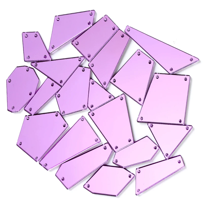 QIAO 믹스 모양 아크릴 거울 라인 석 30/60/100pcs 반짝이 바느질 돌 Flatback 의류 장식에 대 한 크리스탈에 바느질
